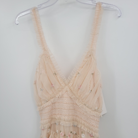 Mac Duggal Blush Pink Floral Embroidered Ruffle Flowy Dress - Picture 5 of 10